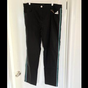 Black Slacks With Green Side Stripe